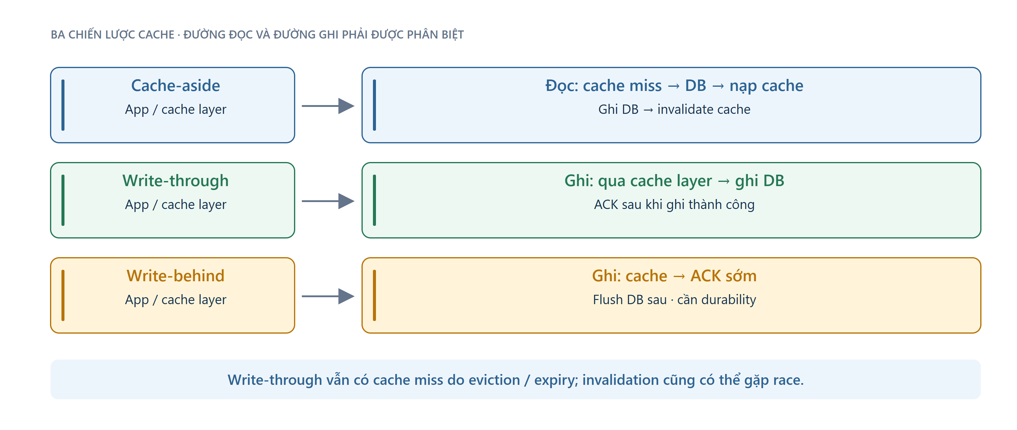 Sơ đồ: Ba chiến lược ghi cache